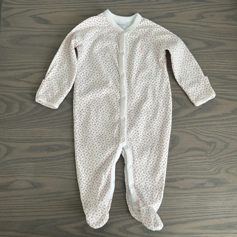 RALPH LAUREN BABY GIRL FLORAL COTTON COVERALL
